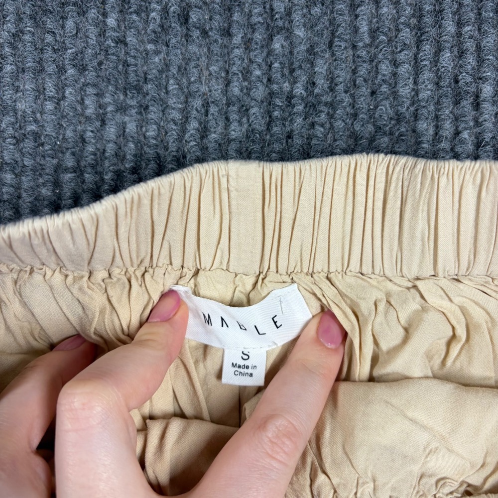 Mable Shorts Women S Beige Elastic Waist Cotton  Boho Casual Relaxed - Picture 2 of 7